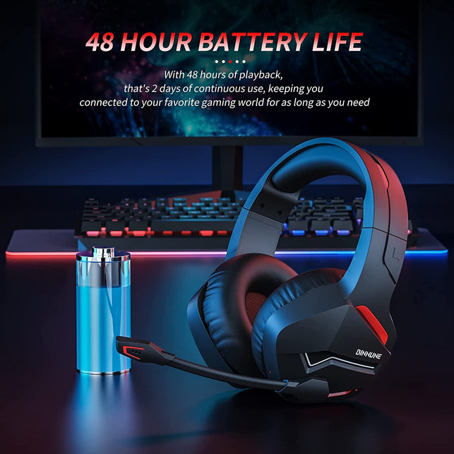 BINNUNE Wireless Gaming Headset with Microphone for PC PS4 PS5 Playstation 4 5, 2.4G Wireless Bluetooth USB Gamer Headphones with Mic for Laptop Computer - The Gadget Collective