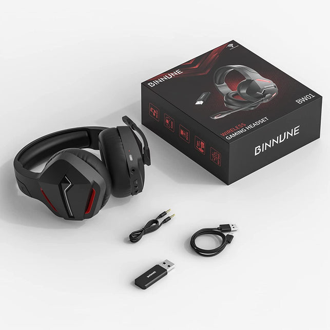 BINNUNE Wireless Gaming Headset with Microphone for PC PS4 PS5 Playstation 4 5, 2.4G Wireless Bluetooth USB Gamer Headphones with Mic for Laptop Computer - The Gadget Collective