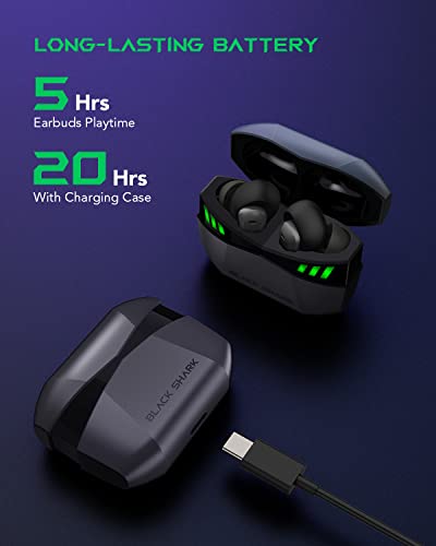 Black Shark Wireless Earbuds with 45ms Ultra-Low Latency, Gaming Bluetooth Earbuds with Premium Sound, Bluetooth 5.2, 10mm Drivers, 4 Hyperclear Mics, - The Gadget Collective