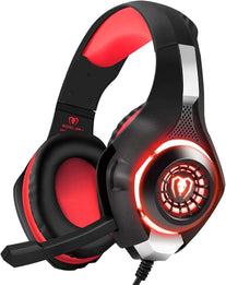 Bluefire Stereo Gaming Headset for Playstation 4 PS4, Over-Ear Headphones with Mic and LED Lights for PS5, Xbox One, PC, Laptop(Red) - The Gadget Collective