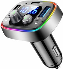 Bluetooth Adapter for Car, Wireless FM Radio Transmitter, LIHAN Handsfree Calling & Audio Receiver, MP3 Music Player, QC3.0 & Type-C PD USB Car Charger,7 Colors LED Backlit - The Gadget Collective