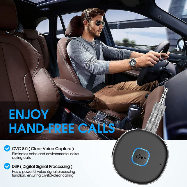Bluetooth Aux Receiver for Car, Bluetooth 5.0 Wireless Audio Receiver for Car /Home Stereo/Wired Headphones/Speaker, 16H Battery Life 3.5Mm AUX Receiver for Hands-Free Calling and Music Playing - The Gadget Collective