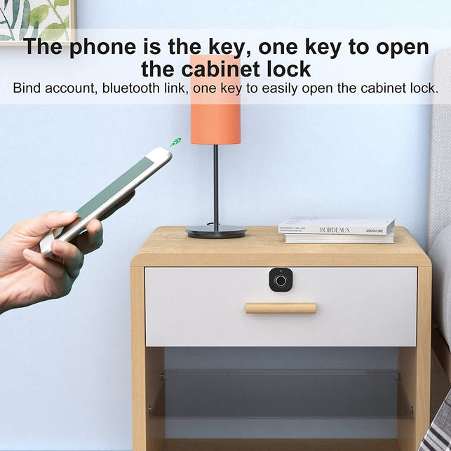 Bluetooth Fingerprint Cabinet Lock, Smart Biometric Cabinet Lock, Keyless Hidden File Drawer Wardrobe Lock, Child Safety Electric Fingerprint Lock, DIY Wooden Furniture Privacy Lock for Home Office - The Gadget Collective