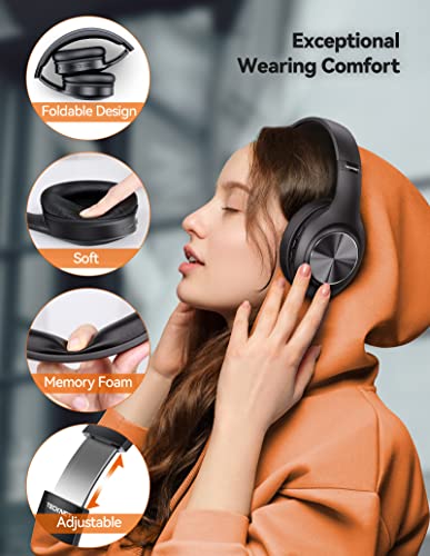 Bluetooth Headphones Over Ear, TECKNET 65 Hours Playtime and 3 EQ Modes Wireless Headphones with Microphone, Memory Foam Ear Cups, Hi-Res Audio, Deep Bassfor Home Travel Office Laptop PC Cellphone - The Gadget Collective