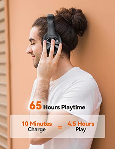 Bluetooth Headphones Over Ear, TECKNET 65 Hours Playtime and 3 EQ Modes Wireless Headphones with Microphone, Memory Foam Ear Cups, Hi-Res Audio, Deep Bassfor Home Travel Office Laptop PC Cellphone - The Gadget Collective