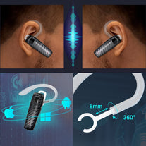 Bluetooth Headset,Cvc8.0 Bluetooth Earpiece,16Hrs Talk Time Wireless Handsfree Headset Noise Cancelling Single Ear Bluetooth Headsets for Office/Workout/Driving,Compatible with Iphone ＆ Android-Bk - The Gadget Collective
