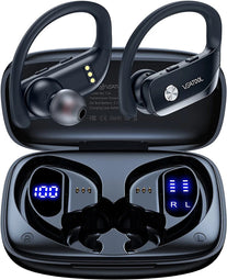 Bmanl Wireless Earbuds Bluetooth Headphones 48Hrs Play Back Sport Earphones with LED Display Over-Ear Buds with Earhooks Built-In Mic Headset for Workout Black BMANI-VEAT00L - The Gadget Collective