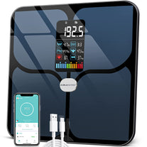 Body Fat Scale, ABLEGRID Digital Smart Bathroom Scale for Body Weight, Large LCD Display Screen, 16 Body Composition Metrics BMI, Water Weigh, Heart Rate, Baby Mode, 400Lb, Rechargeable - The Gadget Collective