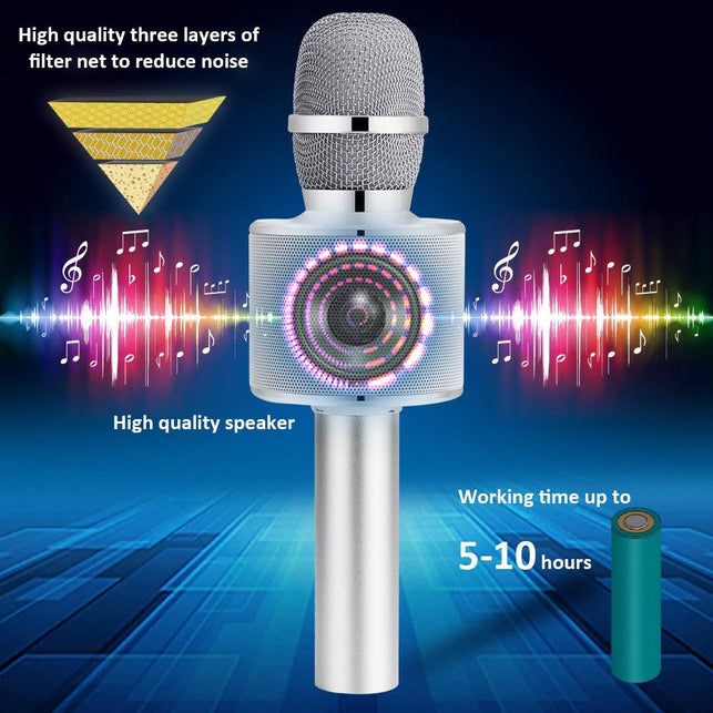 BONAOK Wireless Bluetooth Karaoke Microphone,3-in-1 Portable Handheld karaoke Mic Mother's Day Gift Home Party Birthday Speaker Machine for iPhone/And - The Gadget Collective