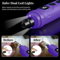 BOUSNIC Dog Nail Grinder with 2 LED Light - Super Quiet Pet Nail Grinder Powerful 2-Speed Electric Dog Nail Trimmer File Toenail Grinder for Puppy Small Medium Large Breed Dogs & Cats (Purple) - The Gadget Collective