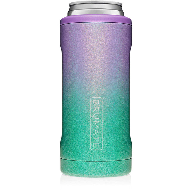 BrüMate Hopsulator Slim Double-walled Stainless Steel Insulated Can Cooler for 12 Oz Slim Cans (Glitter Mermaid) - The Gadget Collective