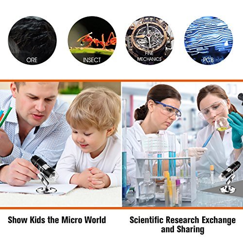 Bysameyee USB Microscope, Digital Handheld 40X-1000X Magnification Endoscope Mini Video Camera with 8 Adjustable LED Lights, Compatible with Windows 7/8/10/11 Mac Linux Android (with OTG) - The Gadget Collective