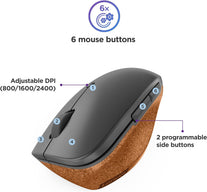 Lenovo Go Wireless Vertical Mouse - Computer Mouse - Programmable Buttons - Ergonomic - Right Handed - 2.4 Ghz - USB Receiver - Compatible with Pcs and Laptops - Storm Grey