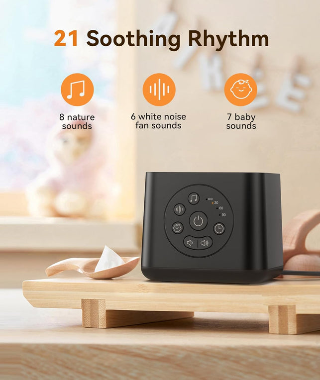 Dreamegg White Noise Machine - Sound Machine for Baby Adult Sleeping, 21 Soothing Sounds Including Baby Shushing, Lullabies, Rain Ocean, Portable Noise Machine for Home Travel Office, Volume Control