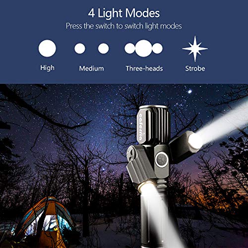 Caferria LED Tactical Flashlight 1000 Lumens Electric Torch Ultra-Bright Handheld Travel Flashlight Rechargeable Waterproof Zoomable 4 Modes for Outdo - The Gadget Collective