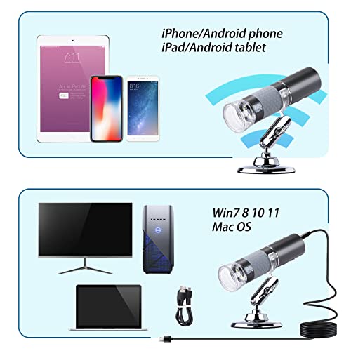Cainda HD 4K 3840x2160P WiFi Digital Microscope Camera for iPhone Android Phone and Windows Mac PC, Wireless Handheld Microscope, Portable Microscope with Stand for Adults and Kids - The Gadget Collective