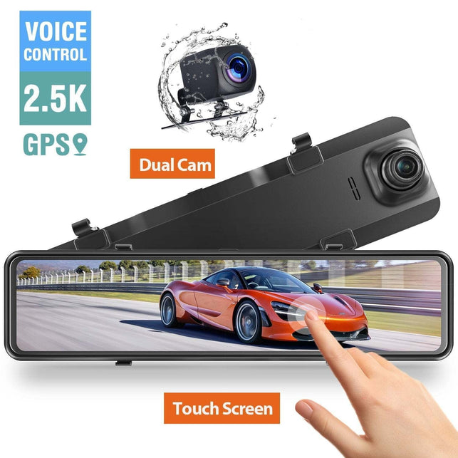 Campark R12 12" Mirror 2.5K GPS Front Rear Dual Dash Cam Car DVR Camera Night Vision - The Gadget Collective