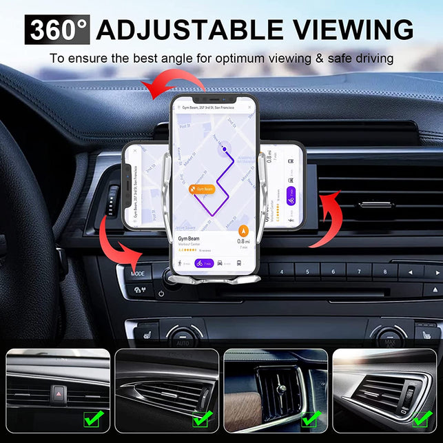 Car Phone Mount,Auto-Clamping Smart Sensor 10W Qi Fast Charging Car Front Windshield Dashboard Air Vent Phone Holder Compatible with Iphone12/12 Pro Max/Samsung S20/Note 20 All 4.7-6.7 Inch Smartphone - The Gadget Collective