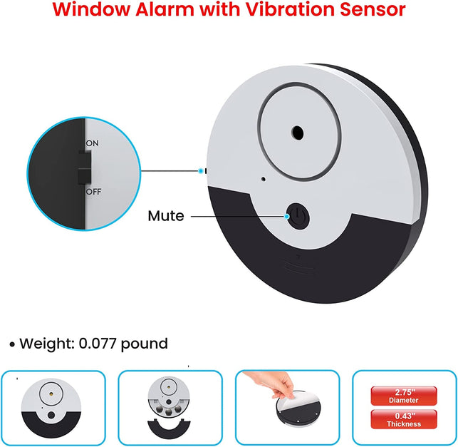 CATSONIC Premium Window Alarm Device Set - Extra Loud 130Db Alarm & Vibration Sensors - Universal Compatibility & Easy Installation - Great for Home, Office & RV Security (6 Set Black) - The Gadget Collective