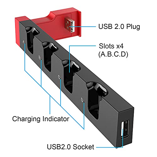 Charging Dock Compatible with Nintendo Switch & Switch OLED Model Joycons, Switch Controller Charger Dock Station for Joycon Charges up to 4pcs, Charging Stand Station for Nintendo Switch/OLED Model - The Gadget Collective