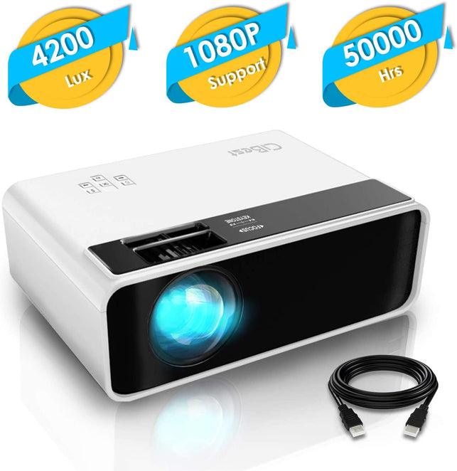 CiBest Mini Projector, CiBest Video Projector 4200 lux with 50,000 hrs Long Life LED Portable Home Theater Projector 1080P Supported, Compatible with - The Gadget Collective