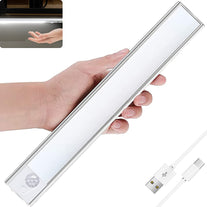 Closet Lights, under Cabinet Lighting, Wireless USB Rechargeable Motion Sensor Night Light Bars with Large Capacity Battery Operated for Stairs/Wardrobe/Hallway/Kitchen/Camping (20Cm Silver 1Pc) - The Gadget Collective