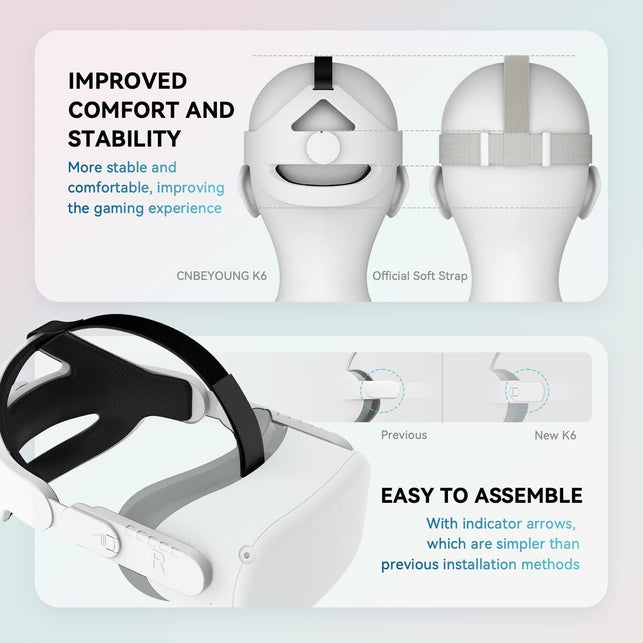 CNBEYOUNG Adjustable Head Strap for Meta/Oculus Quest 2, Replacement for Quest 2 Elite Strap Accessories for Enhanced Support and Comfort in VR, Suita - The Gadget Collective