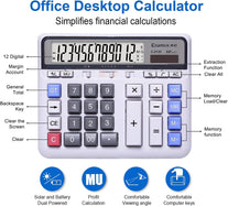 Comix Desktop Calculator Solar Battery Dual Power with 12-Digit Large LCD Display and Large Computer Keys Office Calculator for Home Office School - The Gadget Collective