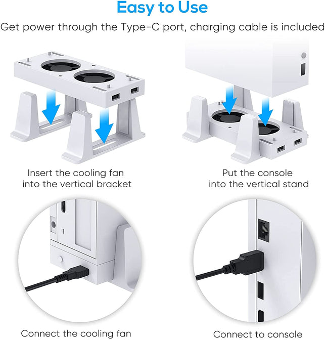 Cooling Stand Compatible with Xbox Series S, YUANHOT Dual Purpose Cooling Fan Cooler System Dock Station Accessories, 3 Level Adjustable Speed & 2 Extra USB Ports (Only Compatible with Xbox Series S) - The Gadget Collective