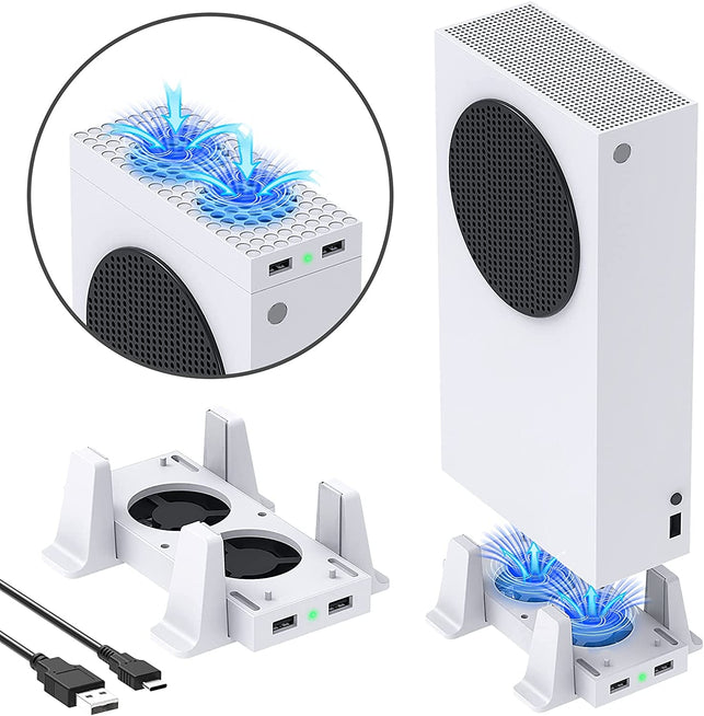 Cooling Stand Compatible with Xbox Series S, YUANHOT Dual Purpose Cooling Fan Cooler System Dock Station Accessories, 3 Level Adjustable Speed & 2 Extra USB Ports (Only Compatible with Xbox Series S) - The Gadget Collective