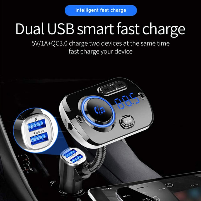 Car MP3 Player Supports TF Card and USB Car Charger QC3.0 Rainbow LED Hands Free Carkit Wireless In-Car Bluetooth FM Transmitter Radio Adapter