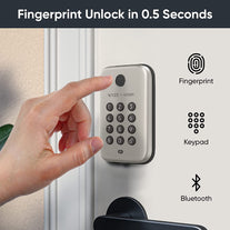 Wyze Bluetooth Fingerprint Deadbolt Lock with Keypad, IPX5 Weatherproof, Schedules, Auto-Lock - Satin Nickel