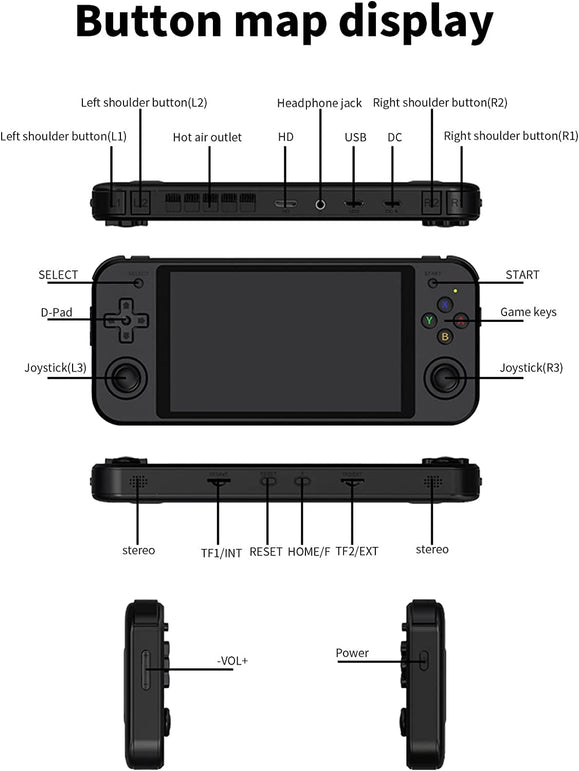 Daxceirry RG552 Handheld Android System Game Console High Speed EMMC 5.1 and 16G Linux System Built-In 6400 Mah Battery with 5.36In Touch Screen Maximum Load 5A Charging Cable 1.5 Hours Full (Black) - The Gadget Collective