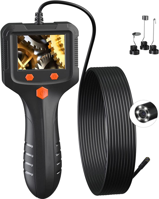 Daxiongmao Borescope Endoscope Inspection Camera with 6 Led Lights,Handheld IP67 Waterproof Sewer Endoscope Camera - IPS HD Screen Borescope Portable Snake Camera with 11.5FT Semi-Rigid Cord(2.4") - The Gadget Collective