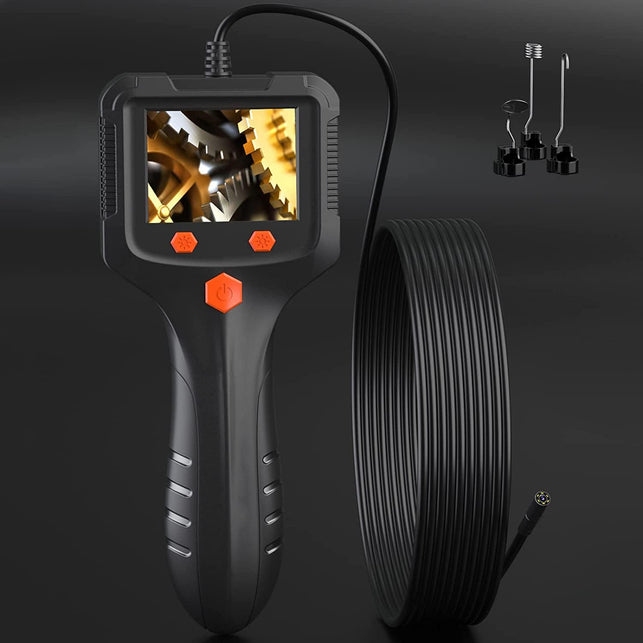 Daxiongmao Borescope Endoscope Inspection Camera with 6 Led Lights,Handheld IP67 Waterproof Sewer Endoscope Camera - IPS HD Screen Borescope Portable Snake Camera with 11.5FT Semi-Rigid Cord(2.4") - The Gadget Collective