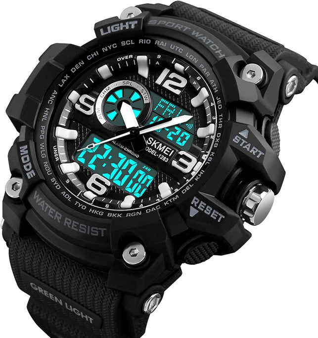 Dayllon Mens Analog Digital LED 50M Waterproof Outdoor Sport Watch Military Multifunction Casual Dual Display 12H/24H Stopwatch Calendar Wrist Watch - The Gadget Collective