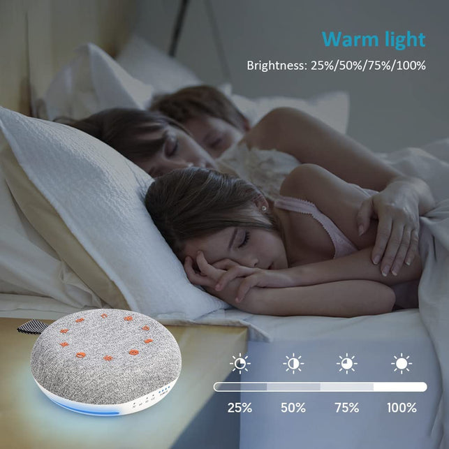 Heavtuen,White Noise Machine ,Portable Sound Machine with 40 Soothing Sounds, USB Rechargeable ,20 Levels of Volume ,Sleep Sound Timer & Night Light for Baby Kids Adults