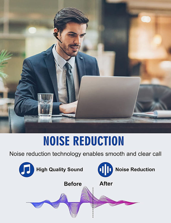 DECHOYECHO Bluetooth Headset V5.1, Wireless Headset with Battery Display Charging Case, Bluetooth Earpiece with Noise Canceling Mic for Driving, Office, Business, Compatible with Cell Phone and PC - The Gadget Collective