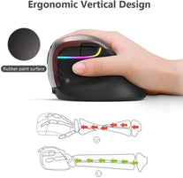 Delux Ergonomic Mouse Wireless, Rechargeable Silent Vertical Mouse with BT 5.0 and USB Receiver, 6 Buttons and 4 Gear DPI, RGB Small Ergo Mice for Laptop PC Computer (M618Mini-Jet) - The Gadget Collective