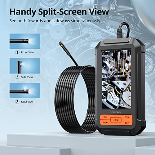 DEPSTECH Dual Lens Endoscope, 1080P HD Borescope Inspection Camera with Light, Split Screen, 4.3'' Digital Video Snake Camera, 7.9 mm Waterproof Scope Camera, 16.5ft Semi-Rigid Cable, Carrying Case - The Gadget Collective