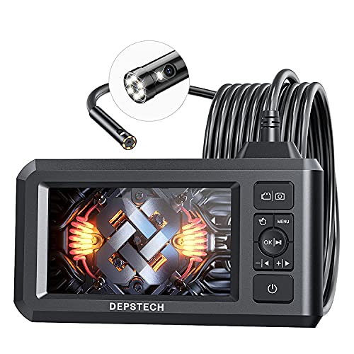 DEPSTECH Dual Lens Industrial Endoscope, 1080P Digital Borescope Inspection Camera with 7.9mm IP67 Waterproof Camera, Sewer Camera with 4.3" LCD Screen, 7 LED Lights,16.5FT Semi-Rigid Cable, 32GB Card - The Gadget Collective