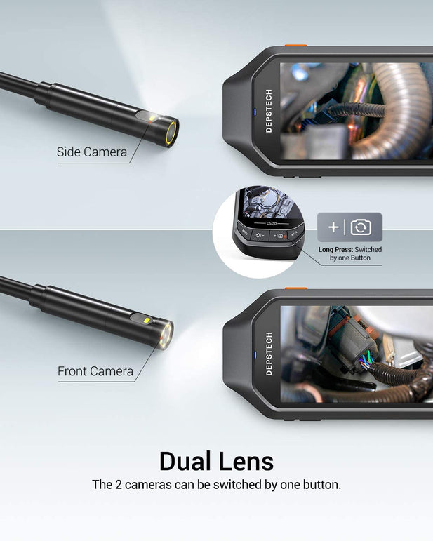 DEPSTECH Dual-Lens Industrial Endoscope, 1080P HD Inspection Camera with 4.5" IPS Screen, 0.31 Inch Digital Borescope with 7 LED Lights, 3300mAh Batte - The Gadget Collective