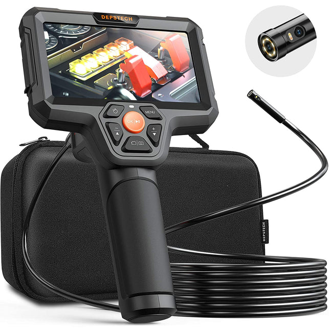DEPSTECH Dual Lens Inspection Camera, Endoscope with 5" IPS LCD Screen, 7.9 mm HD Borescope, Sewer Camera with LED Flashlight, 32 GB, 5000 mAh Battery - The Gadget Collective