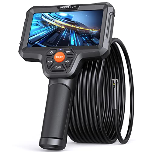 DEPSTECH Dual Lens Inspection Camera, Endoscope with 5" IPS LCD Screen, 7.9 mm HD Borescope, Sewer Camera with LED Flashlight, 32 GB, 5000 mAh Battery, Carrying Case, Detachable Snake Camera-16.5ft - The Gadget Collective