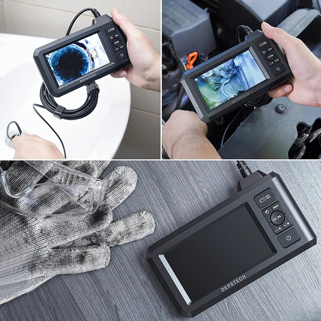 DEPSTECH Industrial Endoscope, 5.5Mm 1080P HD Digital Borescope Inspection Camera 4.3 Inch LCD Screen IP67 Waterproof Snake Camera with 6 LED Lights, 16.5FT Semi-Rigid Cable,32Gb Card and Helpful Tool - The Gadget Collective