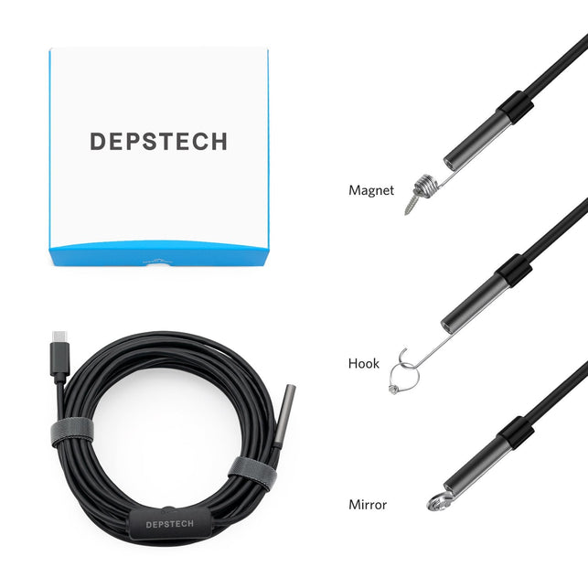 DEPSTECH USB Endoscope, 5.5mm Waterproof Borescope Semi-Rigid Snake Inspection Camera for OTG USB-C Android Devices Samsung Note8/S8, Google Pixel - The Gadget Collective