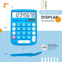 Desktop Calculator 8 Digit with Solar Power and Easy to Read LCD Display, Big Buttons, for Home, Office, School, Class and Business, 4 Function Calculators, with Battery, CD-8185 - The Gadget Collective