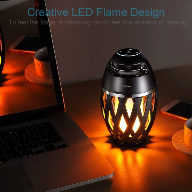DIKAOU Led flame table lamp, Torch atmosphere Bluetooth speakers&Outdoor Portable Stereo Speaker with HD Audio and Enhanced Bass,LED flickers warm yel - The Gadget Collective