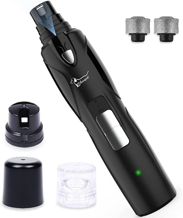 Dog Nail Grinder with Light & 2 Wheels, Low Noise More Powerful Dog Nail Clipper, Electric Pet Nail Trimmer File, Painless Paw Claw Care, Quiet USB Rechargeable Grooming Tool for L/M/S Dog/Cat/Bird - The Gadget Collective