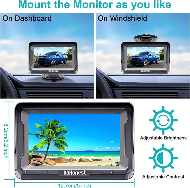 Dohonest Backup Camera HD 1080P Rear View Monitor Kit Night Vision Waterproof Reverse Camera for Car Truck Pickup Minivan DIY Grid Lines S01 - The Gadget Collective
